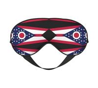 Antifaz para dormir de seda sintética con la bandera del estado de Ohio - Relajación con correa elástica ajustable - Ideal para viajes y sueño profundo