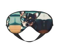 Antifaz para dormir de seda sintética para perros chihuahua, con correa elástica ajustable, ideal para viajes y sueño profundo