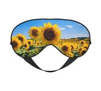 Antifaz para dormir, diseño de campo de girasol B, color dorado cielo