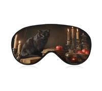 Antifaz para dormir, diseño de gato negro, libros antiguos, velas, gótico, para mujeres y hombres, correa ajustable, cubierta de ojos vendados, para viajes, yoga, siesta, trabajo