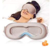 Antifaz para Dormir, Diseño de Puente Nasal Alto en 3D, Antifaz Dormir con Correa Elástica Ajustable, Anti-Luz Sleep Mask para Mujer y Hombre, Incluye 2x Tapones de Oídos, Bolsa -Rosado