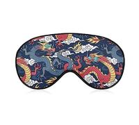 Antifaz para dormir divertido para mujeres y hombres, dragones azules y rojos que luchan en las nubes, antifaz suave para los ojos vendados para dormir, correa elástica ajustable, cubierta opaca par