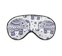 Antifaz para dormir Elefante bohemio étnico Antifaz para dormir con los ojos vendados con correa ajustable Tribal Lotus Soft Eye Cover para bloquear las luces