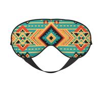 Antifaz para dormir, estilo bohemio, vintage, con estampado azteca, con correa ajustable
