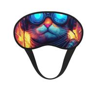 Antifaz para dormir futurista con diseño de guerrero de gato, máscara de ojos suave y ajustable para bloqueo completo de la luz, sueño profundo, viajes y relajación