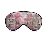 Antifaz para dormir, hermoso camino rosa cubierto en cereza, máscara de dormir para mujeres y hombres, correa ajustable, cubierta de ojos vendados, para viajes, yoga, siesta, trabajo