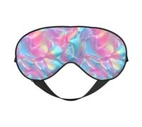 Antifaz para dormir holográfico, rosa pastel, azul brillante, abstracto, con correa ajustable, bloquea la luz para mujeres, hombres, viajes en avión, siesta, meditación.