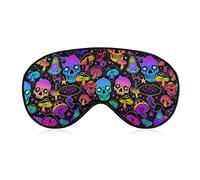Antifaz para dormir impreso novedoso, compatible con Trippy Magic Mushroom Skulls, correa elástica suave para los ojos, parasol de noche, siesta de viaje para mujeres y hombres