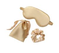 Antifaz para Dormir Juego de 3 uds mascarilla for Dormir Seda imitación for Mujer, Parches for los Ojos, Facial, Antifaz, Venda for, Descanso Viaje, Cubierta for, Parasol Nocturno(Gold)