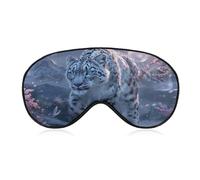 Antifaz para dormir, leopardo de las nieves con ojos azules, para mujeres y hombres, correa ajustable, cubierta de ojos vendados, para viajes, yoga, siesta, trabajo