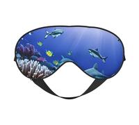 Antifaz para dormir ligera con estampado de tiburón que nade bajo el mar, transpirable, bloquea la luz, viajes, yoga, aventuras al aire libre