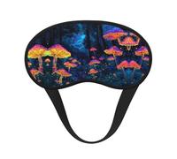 Antifaz para dormir ligero, cómodo y vibrante con diseño psicodélico de hongos brillantes, con correa ajustable para dormir, viajar, trabajar y meditar. Antifaz que bloquea la luz.