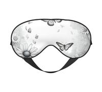 Antifaz para dormir ligero con estampado de margaritas y mariposas, transpirable, bloquea la luz, viajes, yoga, aventuras al aire libre