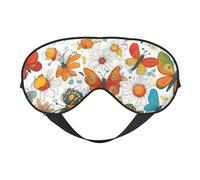 Antifaz para dormir ligero con estampado de margaritas y mariposas, transpirable, bloquea la luz, viajes, yoga, aventuras al aire libre