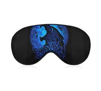 Antifaz para dormir ligero y cómodo antifaz para dormir con correa ajustable para dormir, viajes, trabajo, antifaz para dormir, cubierta para ojos, brújula rúnica mágica, Vegvisir of Blue Wolf Viking