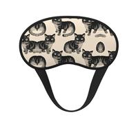 Antifaz para dormir ligero y cómodo con diseño de gato negro loco, con banda elástica para siestas, juego de venda para los ojos en el avión, antifaz para dormir sin presión para viajes.