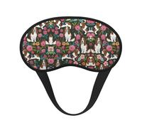 Antifaz para dormir ligero y cómodo con diseño de perro Basset Hound y flores, con correa ajustable para dormir, viajar, trabajar y meditar. Antifaz que bloquea la luz.