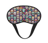 Antifaz para dormir ligero y cómodo con diseño floral de calavera del Día de los Muertos, con banda elástica para siestas, juego de venda para los ojos en el avión - Funda para antifaz para dormir si