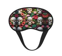 Antifaz para dormir ligero y cómodo con diseño floral de calavera del Día de los Muertos, con correa ajustable para dormir de noche, trabajar por turnos y meditar - BlockOut Light Plane Eye Cover