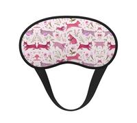 Antifaz para dormir ligero y cómodo con diseño floral de perros en rosa, con correa ajustable para dormir, viajar, trabajar y meditar. Antifaz que bloquea la luz.