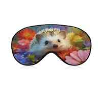 Antifaz para dormir, lindo erizo y flores coloridas, máscara de dormir para mujeres y hombres, correa ajustable, cubierta de ojos vendados, para viajes, yoga, siesta, trabajo