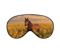 Antifaz para dormir, majestuoso caballo marrón en girasol, máscara para dormir para mujeres y hombres, correa ajustable, cubierta de ojos vendados, para viajes, yoga, siesta, trabajo