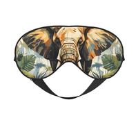 Antifaz para dormir, máscara de dormir con diseño de elefante tropical de la selva con correa ajustable