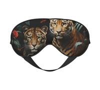 Antifaz para dormir, máscara de dormir con diseño de tigre selva tropical con correa ajustable