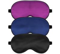Antifaz para dormir, máscara de ojos de seda para dormir con correa ajustable, sombra de ojos vendada para hombres y mujeres, cómoda y suave, sombra de ojos para dormir nocturno (negro, azul, morado)