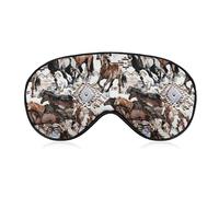 Antifaz para dormir nocturno, BlockLight suave para sombra de ojos, cómoda máscara para dormir para viajes en avión, yoga, siesta, compatible con caballos corriendo, acuarela occidental salvaje tribal