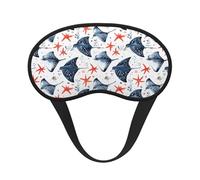 Antifaz para dormir para hombres y mujeres - Banda elástica opaca con estampado de estrellas de mar y manta raya azul para viajes en avión