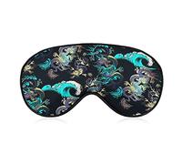 Antifaz para dormir para hombres y mujeres, compatible con japonés Cool Ocean Wave Black Gold Dragon Sleeping Mask Blindfold, Sleep Mask, Block Out Light Soft Comfort Eyes Cover para viajes, yoga, s