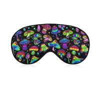 Antifaz para dormir para hombres y mujeres compatible con Trippy Magic Neon Mushrooms Eye Mask Blindfold, BlockLight Eye Mask con correa ajustable para dormir, yoga, viajar