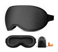 Antifaz para dormir para mujeres y hombres, 100 % bloqueo de luz 3D, sin presión ocular, apto para pestañas, ultra suave y cómodo, con correa ajustable para viajes, siesta, color negro