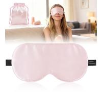 Antifaz para dormir para mujeres y hombres, 100 % seda de morera real, cubierta de ojos opaca con correa ajustable, máscara de dormir de lado, máscara de dormir suave para regalos de viaje (rosa)