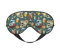Antifaz para dormir para mujeres y hombres - Bebida artística, cráneo de coco, suave, máscara de viaje para dormir, máscara de dormir con hebilla ajustable para mujeres y hombres, divertidas vendas