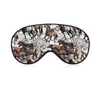 Antifaz para dormir para mujeres y hombres compatible con Running Horses Wild Western Watercolour Tribal Eye Mask Sleep Ajustable para bloqueo de luz Blindfold Sleeping Mask para Home Flight Turn Wo