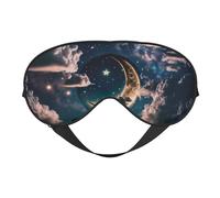 Antifaz para dormir para mujeres y hombres, diseño artístico de cielo estrellado, luna, libro, antifaz suave de viaje para dormir, máscara de dormir con hebilla ajustable para mujeres y hombres