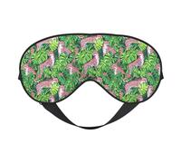 Antifaz para dormir para mujeres y hombres, diseño de plantas tropicales, estampado de leopardo rosa, hebilla ajustable, máscara de viaje para dormir, máscara de dormir cómoda para mujeres y hombres