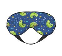 Antifaz para dormir para mujeres y hombres - Divertidos dibujos animados camaleón lagarto suave máscara de viaje para dormir máscara de dormir con hebilla ajustable para mujeres y hombres, divertidas