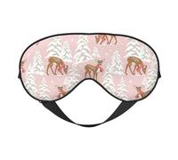 Antifaz para dormir para mujeres y hombres, lindo ciervo rosa en la nieve, antifaz suave de viaje para dormir, máscara de dormir con hebilla ajustable para mujeres y hombres, divertidas vendas para