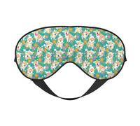 Antifaz para dormir para mujeres y hombres, lindo corgi de dibujos animados con flores, antifaz suave de viaje para dormir, máscara de dormir con hebilla ajustable para mujeres y hombres, divertidas