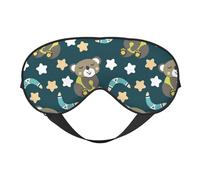 Antifaz para dormir para mujeres y hombres, lindo oso de estrella, verde oscuro, suave, antifaz de viaje para dormir, con hebilla ajustable, para mujeres y hombres, divertidas vendas para juegos de