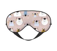 Antifaz para dormir para mujeres y hombres, lindo oso dibujado a mano, antifaz de viaje suave para dormir, máscara de dormir con hebilla ajustable, para mujeres y hombres, divertidas vendas para