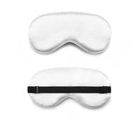 Antifaz para Dormir Seda 1Pc de seda pura dormir Natural mascarilla for sombra ojos cubierta parche en el ojo los hombres y las mujeres suave portátil venda viaje para dormir toda la noche(White)