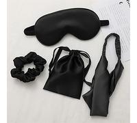 Antifaz para Dormir Silk Sleeping Mask For The Night Women Aduld Relájate Soft Nap Cover Mask Sleep Mask 4 PCS Set Health Vendas de Viaje Moda (Color : Black M)