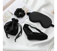 Antifaz para Dormir Silk Sleeping Mask For The Night Women Aduld Relájate Soft Nap Cover Mask Sleep Mask 4 PCS Set Health Vendas de Viaje Moda (Color : Black L)