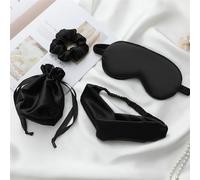 Antifaz para Dormir Silk Sleeping Mask For the Night Women Aduld Relájate Soft Nap Cover Mask Sleep Mask 4 PCS Set Health vendas de viaje moda Máscara para Dormir (Color : Black L)