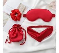 Antifaz para Dormir Silk Sleeping Mask For the Night Women Aduld Relájate Soft Nap Cover Mask Sleep Mask 4 PCS Set Health vendas de viaje moda Máscara para Dormir (Color : Red L)
