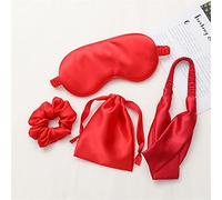 Antifaz para Dormir Silk Sleeping Mask For The Night Women Aduld Relájate Soft Nap Cover Mask Sleep Mask 4 PCS Set Health Vendas de Viaje Moda (Color : Red M)